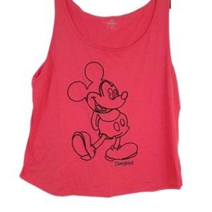 Disney Parks Authentic Womens Tank Top Pink Yarn Stitch Mickey Mouse Plus 2X